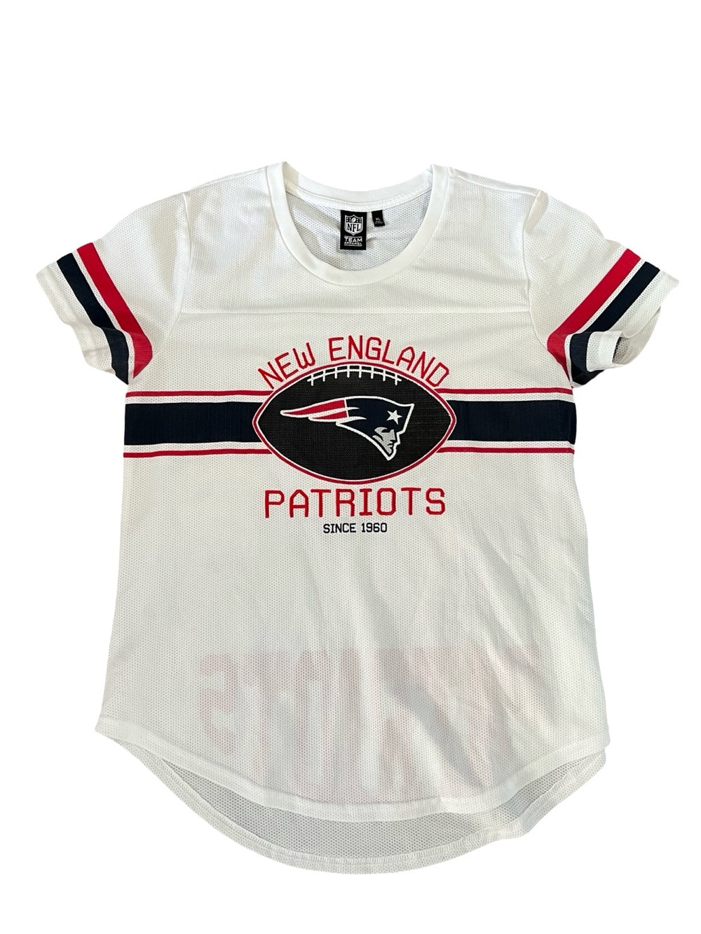NFL New England Patriots White Jersey T-Shirt Short Sleeve Womens Fan Size XL